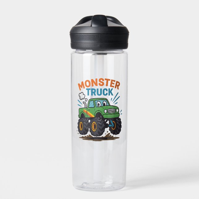  Personalized Monster Truck Kids Water Bottle (Front)