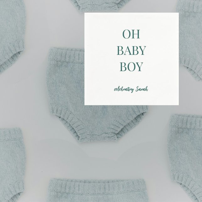 Personalized Moody Blue-Green Baby Boy Shower Napkin (Creator Uploaded)