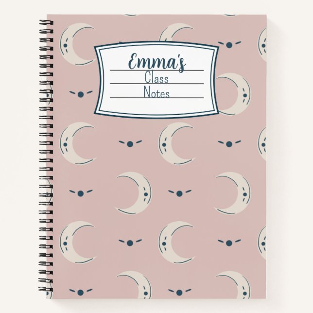 Personalized Moon Pattern Spiral Notebook 8.5x11 (Front)