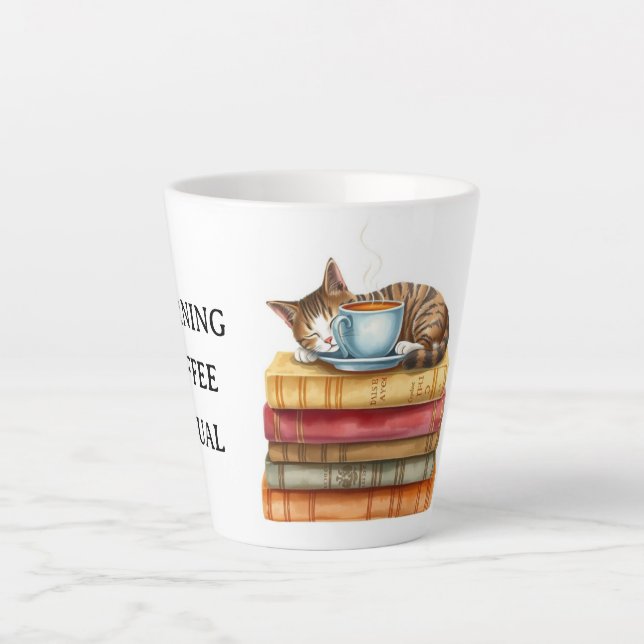 Personalized Morning Coffee Cat Ritual Cozy Latte Mug (Front)