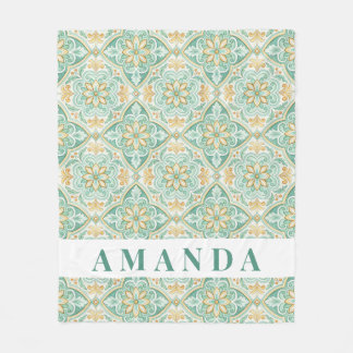 Personalized Moroccan Tile Mediterranean Fleece Blanket