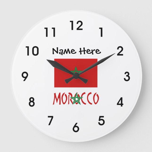 Personalized Morocco Flag  Large Clock (Front)