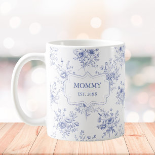 Personalized Mothers Day Blue Flowers Floral Coffee Mug