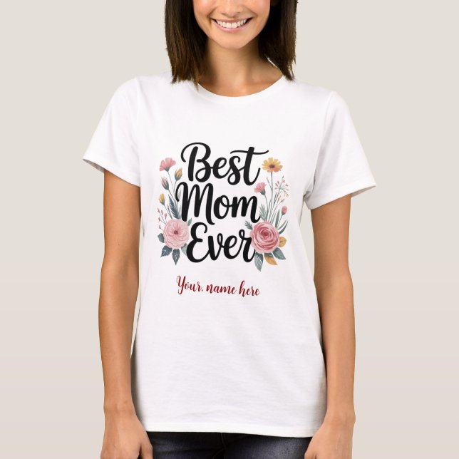 Personalized Mother's Day Floral Wreath T-Shirt (Front)