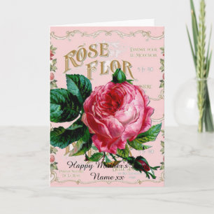 Personalized Mother's Day gifts, vintage rose pink Card