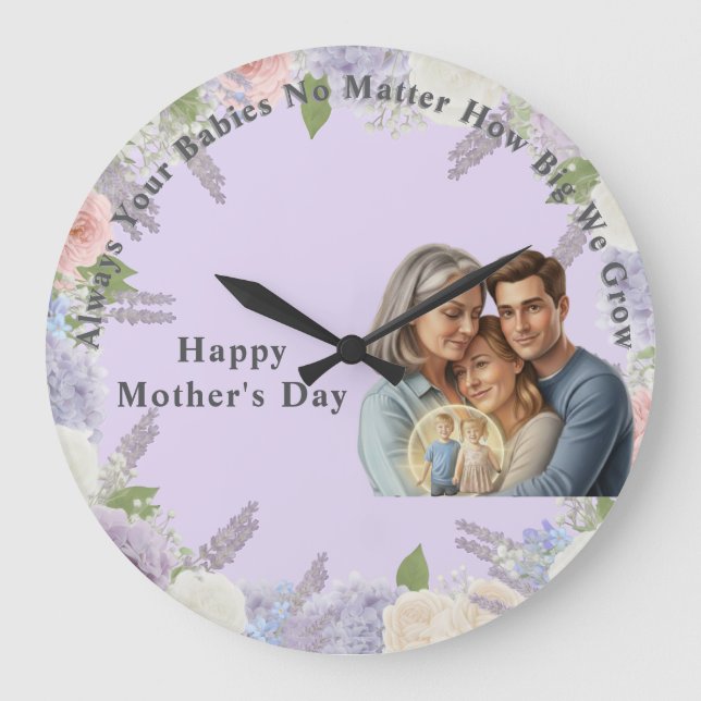 personalized mother's day photo  large clock (Front)