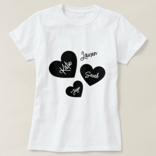 Personalized Mother's Hearts Black & White T-Shirt
