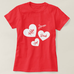 Personalized Mother's Hearts Red & White T-Shirt
