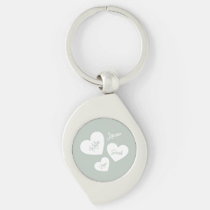 Personalized Mother's Hearts Soft Green Blue Key Ring