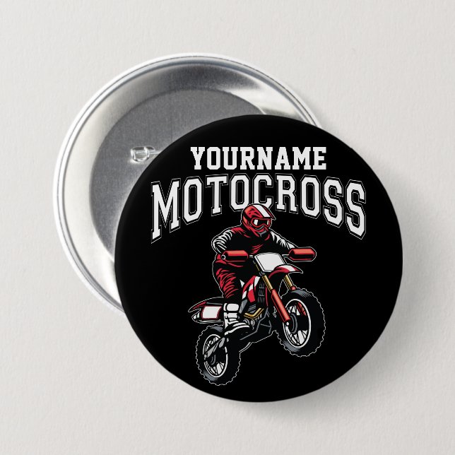 Personalized Motocross Dirt Bike Rider Racing  7.5 Cm Round Badge (Front & Back)
