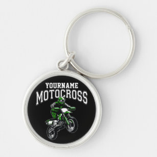 Personalized Motocross Dirt Bike Rider Racing Key Ring