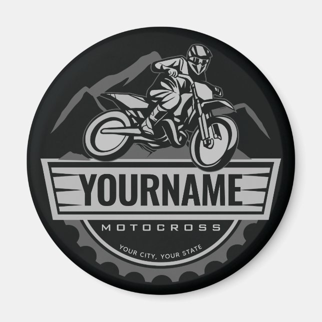 Personalized Motocross Rider Dirt Bike Hill Racing Magnet (Front)