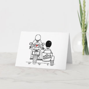 Personalized Motorbike + Sidecar Wedding Card