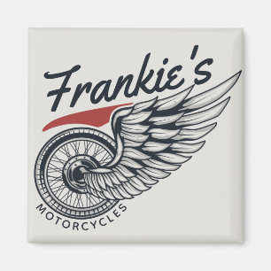 Personalized Motorcycles Flying Tire Biker Shop  Magnet