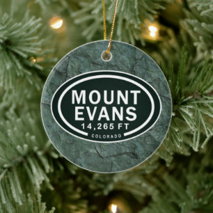 Personalized Mount Evans Colorado Rocky Mountain Ceramic Tree Decoration