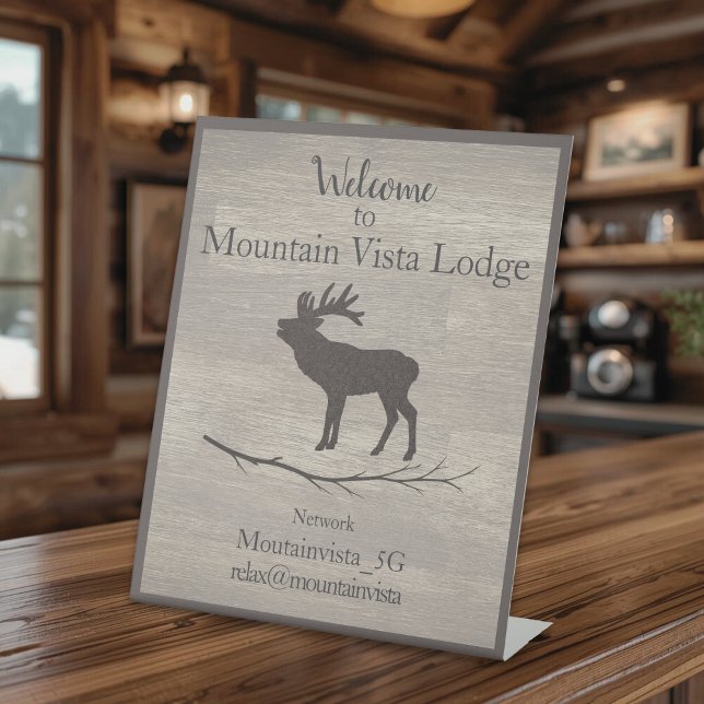 Personalized Mountain Lodge Guest WiFi Sign (elk mountain lodge wifi signage
)