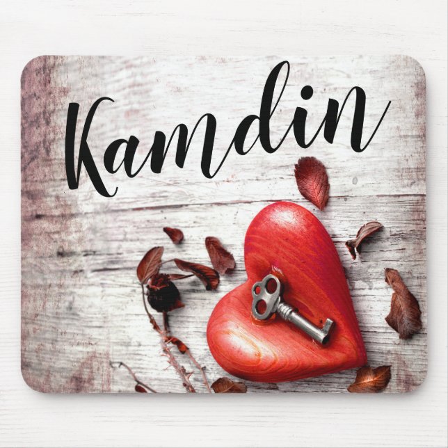 Personalized Mouse Pad Country Wood Key to my Hear (Front)