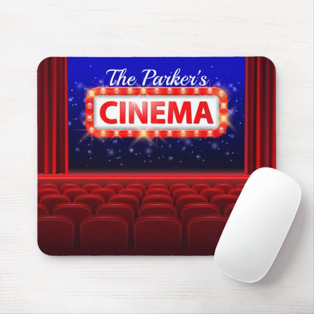Personalized Movie Theater Cinema Family Room  Mouse Mat (With Mouse)