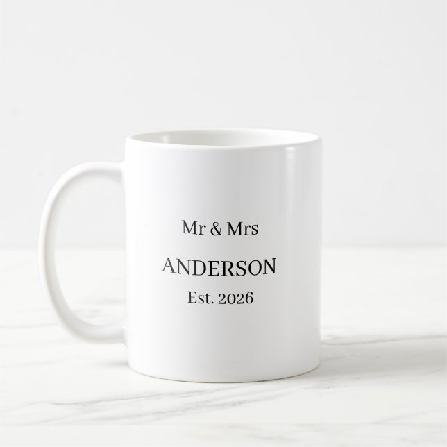 Personalized Mr and Mrs Mug – Custom Wedding Last  (Left)