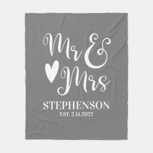 Personalized Mr Mrs Couples Wedding Fleece Blanket