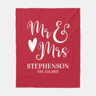 Personalized Mr Mrs Couples Wedding Fleece Blanket