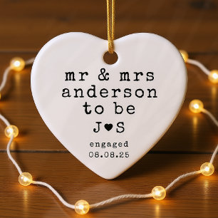 Personalized Mr & Mrs Typography Engaged Ceramic Tree Decoration