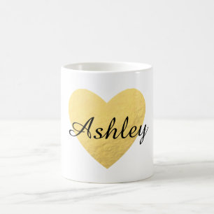 Personalized mug name and gold heart
