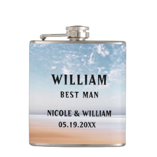 Personalized Multicolor Beach Scene Hip Flask