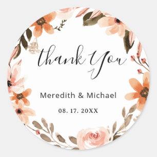 Personalized Multicolor Floral Wreath Classic Round Sticker