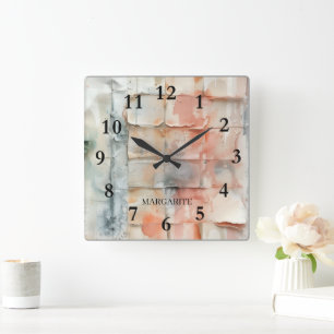 Personalized Multicolor Paint Chips Wall Square Wall Clock