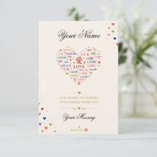 Personalized Multilingual Love Thank You Card Cu