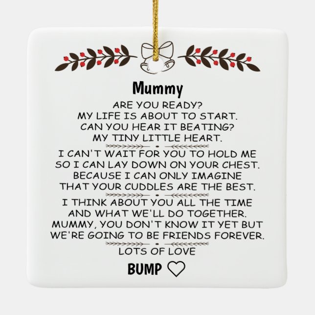 Personalized Mummy To Be from Baby Bump Christmas Ceramic Ornament (Back)