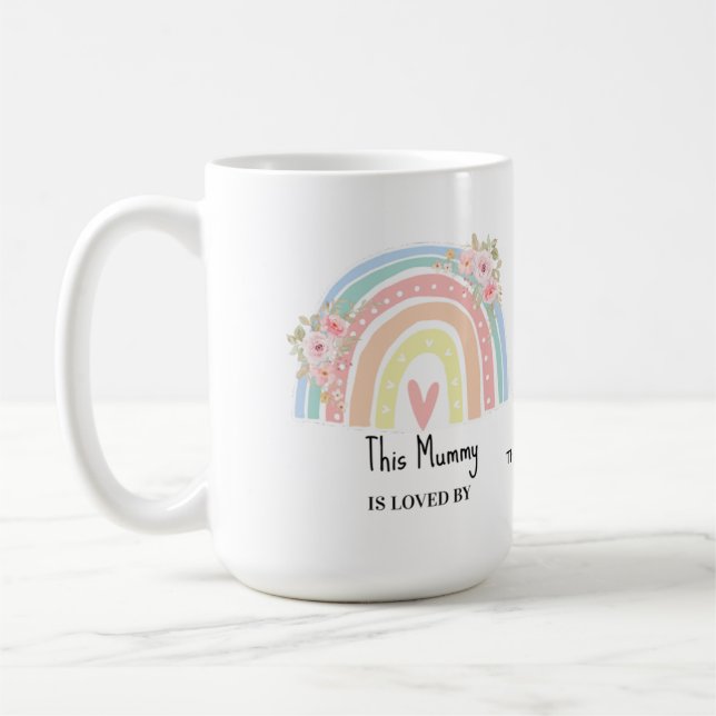 Personalized Mum's Rainbow & Floral Mug (Left)