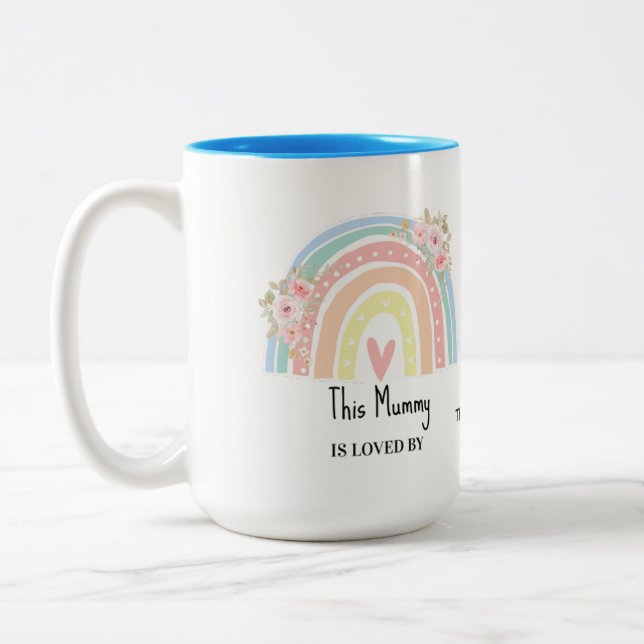 Personalized Mum's Rainbow & Floral Mug (Left)