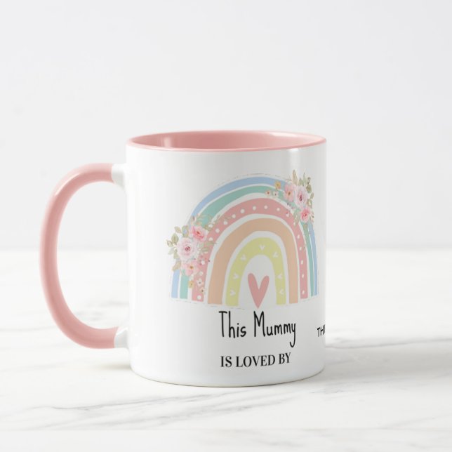 Personalized Mum's Rainbow & Floral Name Mug (Left)