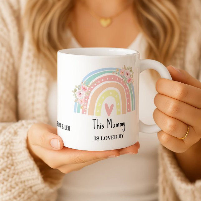 Personalized Mum's Rainbow & Floral Name Mug (Creator Uploaded)
