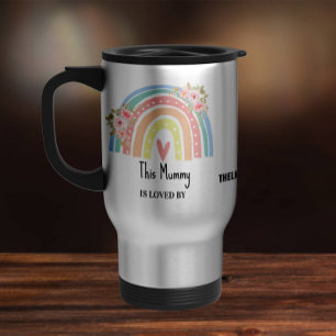 Personalized Mum's Rainbow & Floral Travel Mug