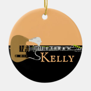 Personalized Music Electric Bass Guitar  Ceramic O Tree Decoration