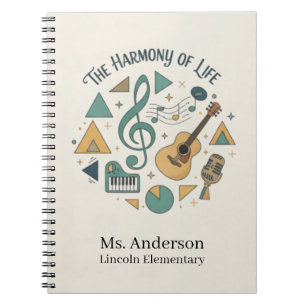 Personalized Music Teacher The Harmony of Life Notebook