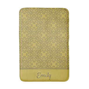 Personalized Mustard Yellow Pattern Bath Mat