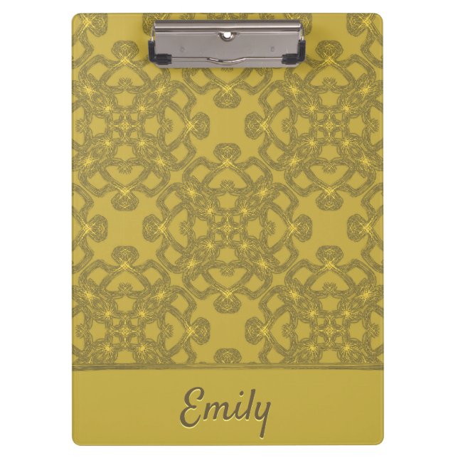 Personalized Mustard Yellow Pattern Clipboard (Front)