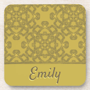 Personalized Mustard Yellow Pattern Coaster