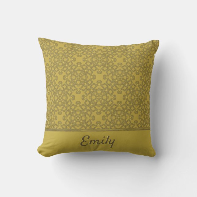 Personalized Mustard Yellow Pattern Cushion (Front)