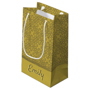 Personalized Mustard Yellow Pattern Small Gift Bag