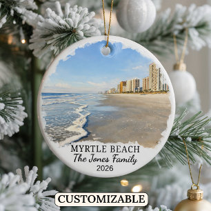 Personalized Myrtle Beach Ornament, South Carolina Ceramic Tree Decoration