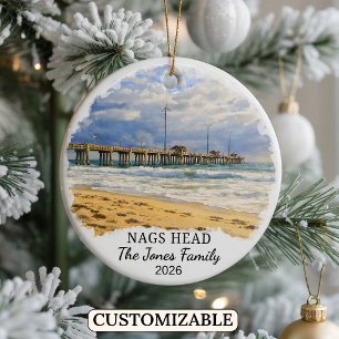 Personalized Nags Head Ornament, North Carolina Ceramic Tree Decoration