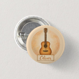 Personalized Name Acoustic Guitar For Music Lovers 3 Cm Round Badge
