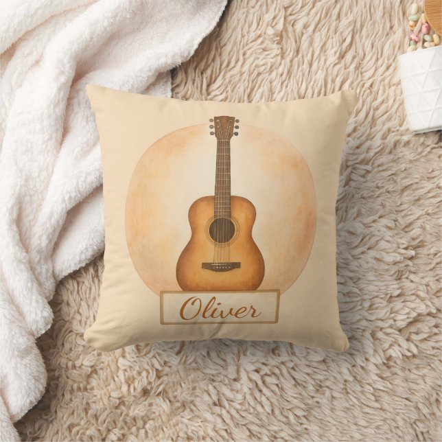 Personalized Name Acoustic Guitar For Music Lovers Cushion (Blanket)