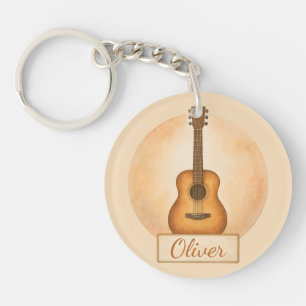 Personalized Name Acoustic Guitar For Music Lovers Key Ring