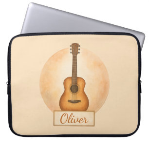 Personalized Name Acoustic Guitar For Music Lovers Laptop Sleeve